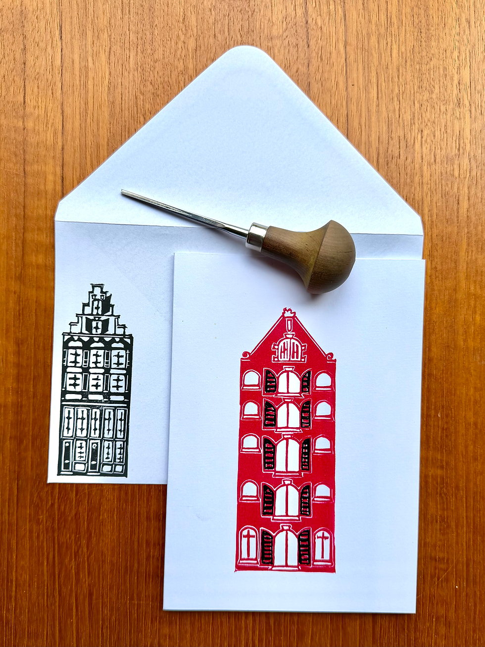 Thumbnail: Amsterdam original hand printed greeting cards with matching envelopes