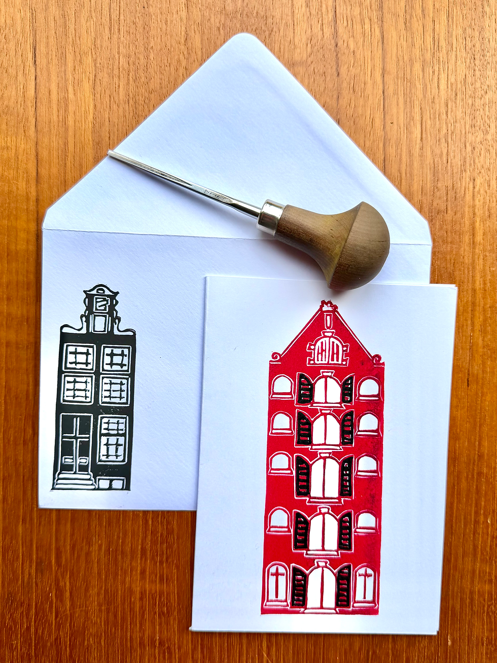 Thumbnail: Amsterdam original hand printed greeting cards with matching envelopes