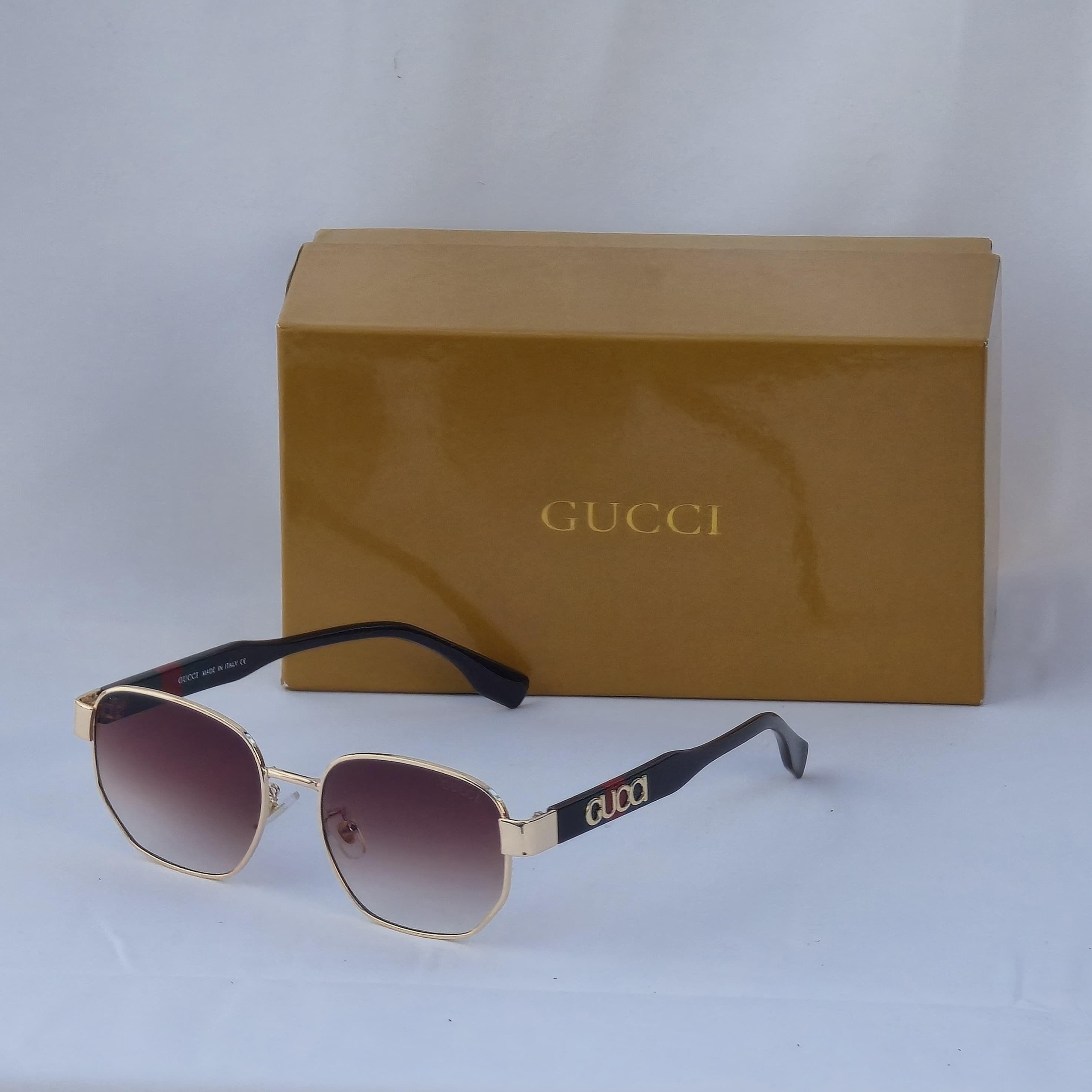 Guc Purple Logo Print Sunglasses