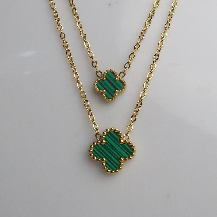 Green Gold Clover Necklace