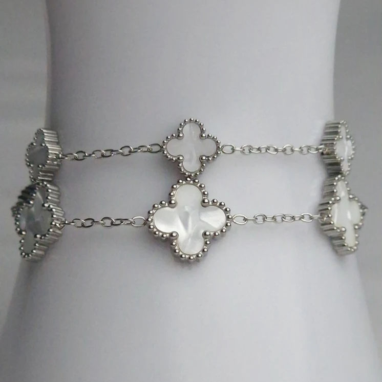 White Silver Clover Bracelets