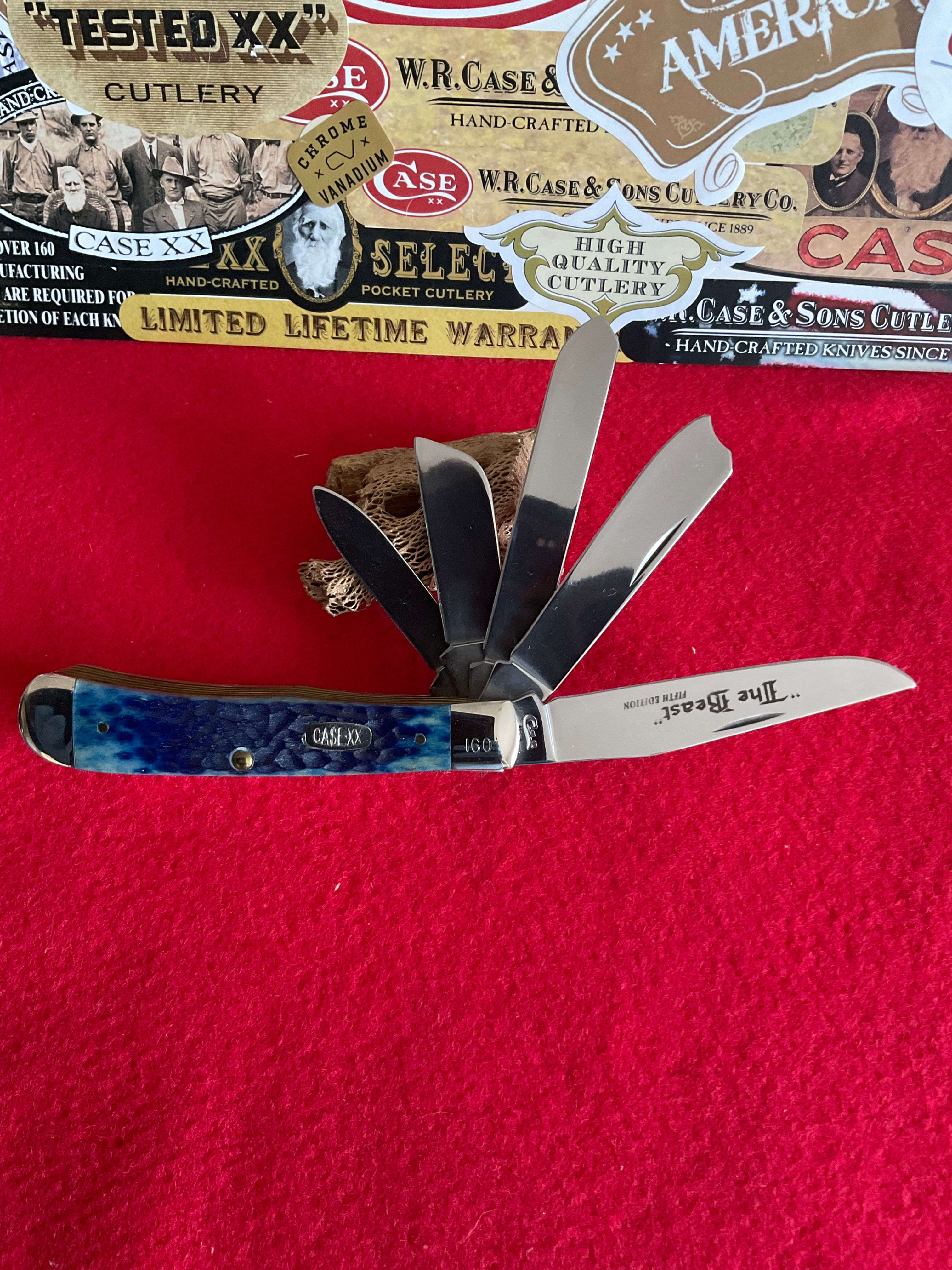 Case Vintage Blue Bone Jigged Beast SN#160