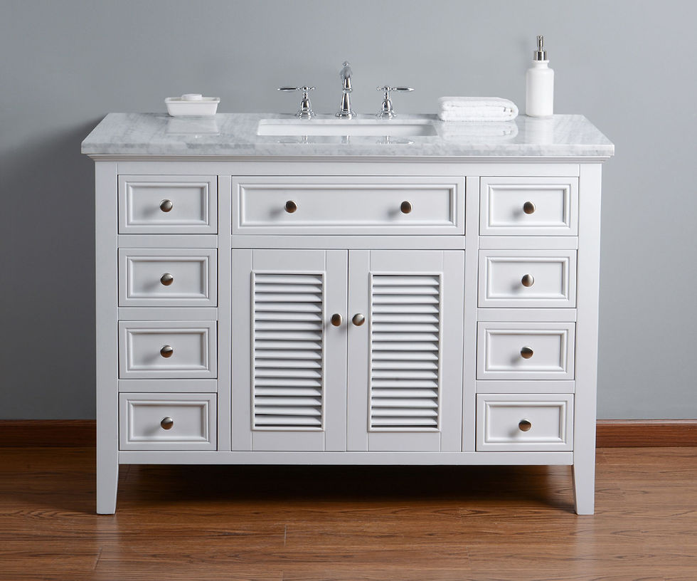 Thumbnail: Genevieve 48" White Single Vanity & Shutter Double Doors Single Sink