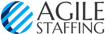 Decorative Image: Agile Staffing logo. Striped circular icon next to "Agile Staffing"