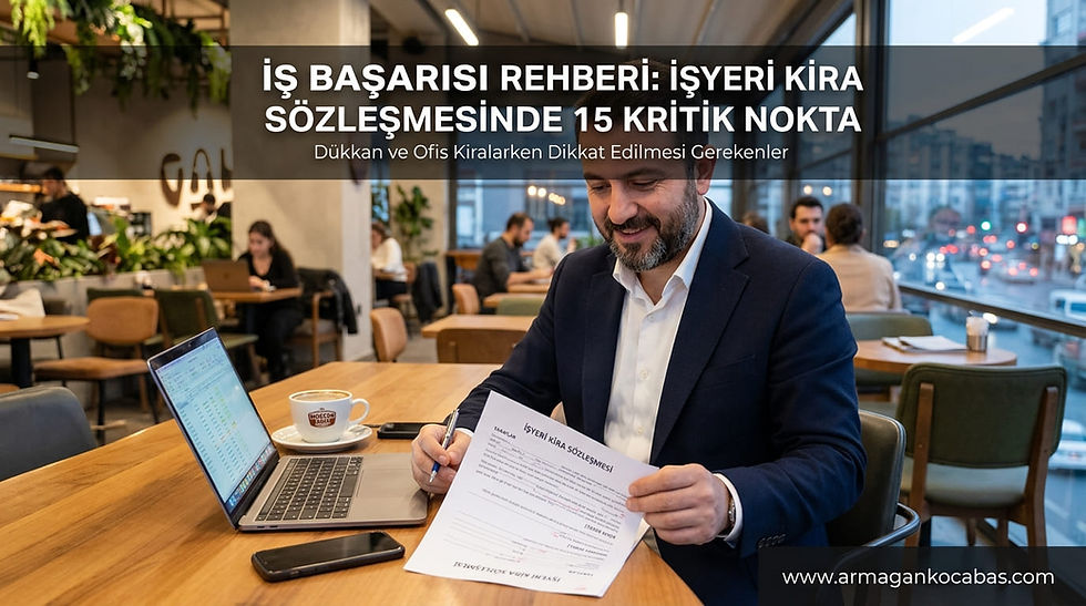 Armağan Kocabaş iş başarısı rehberi: Bir kafede çalışırken dükkan ve ofis kiralama sürecinde işyeri kira sözleşmesinin 15 kritik noktasını inceleyen girişimci."