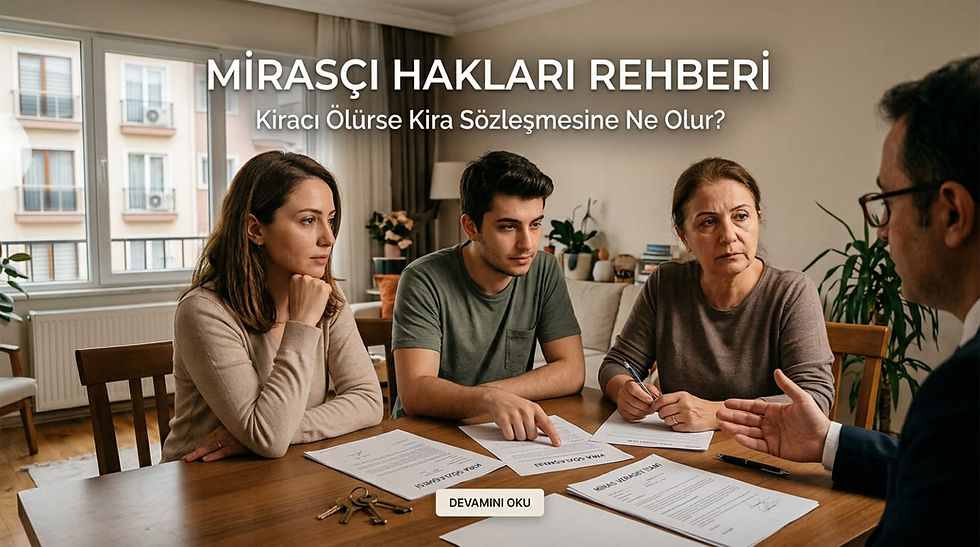 "Gayrimenkul ve miras rehberi: Kiracı ölürse kira sözleşmesine ne olur sorusuna yanıt arayan, masa üzerindeki ev anahtarları, kira sözleşmesi ve miras veraset ilamı üzerinden profesyonel bir uzmanla görüşen mirasçı aile."