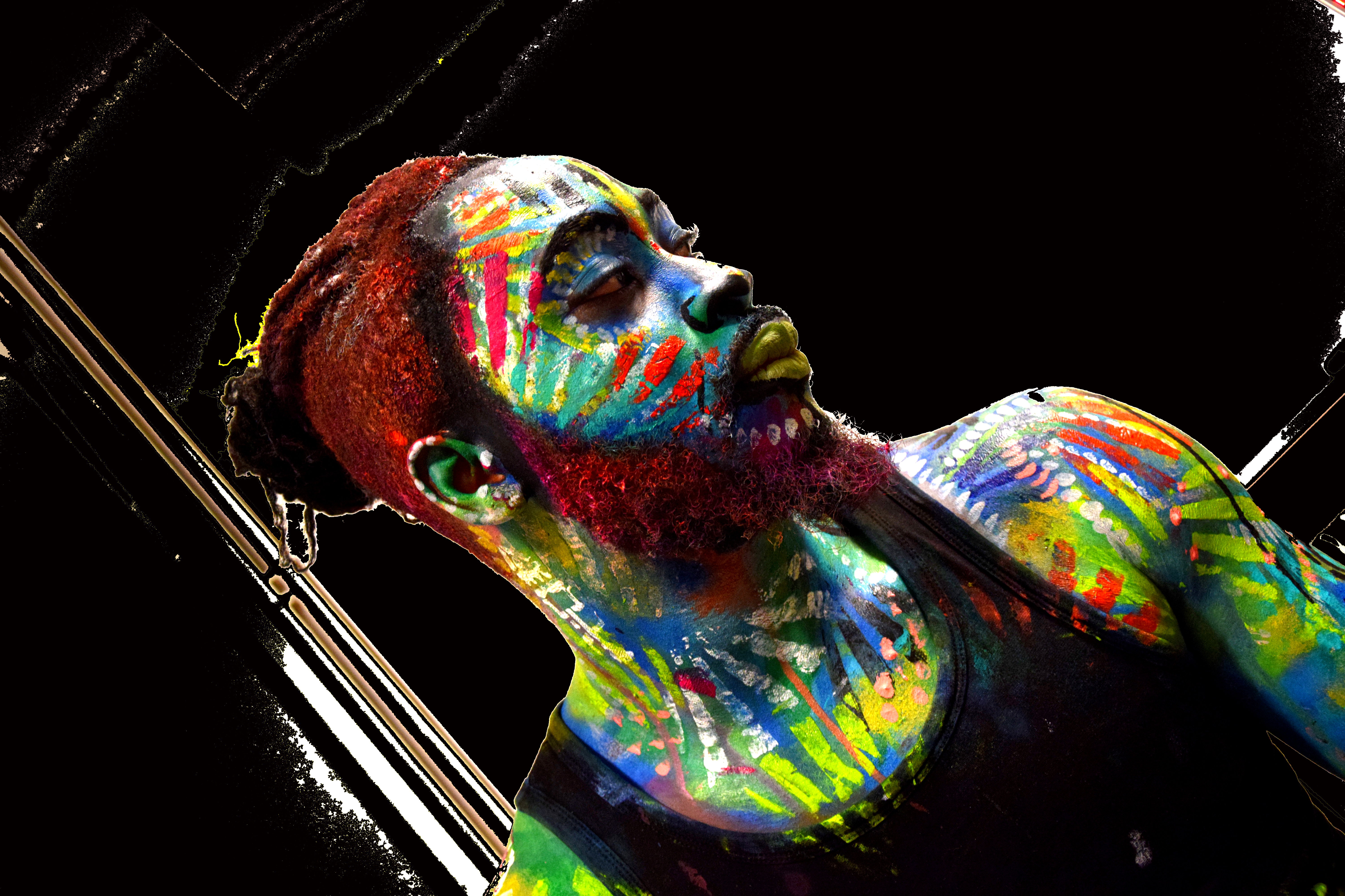 Afro body painting, Paris, Dec 2016
