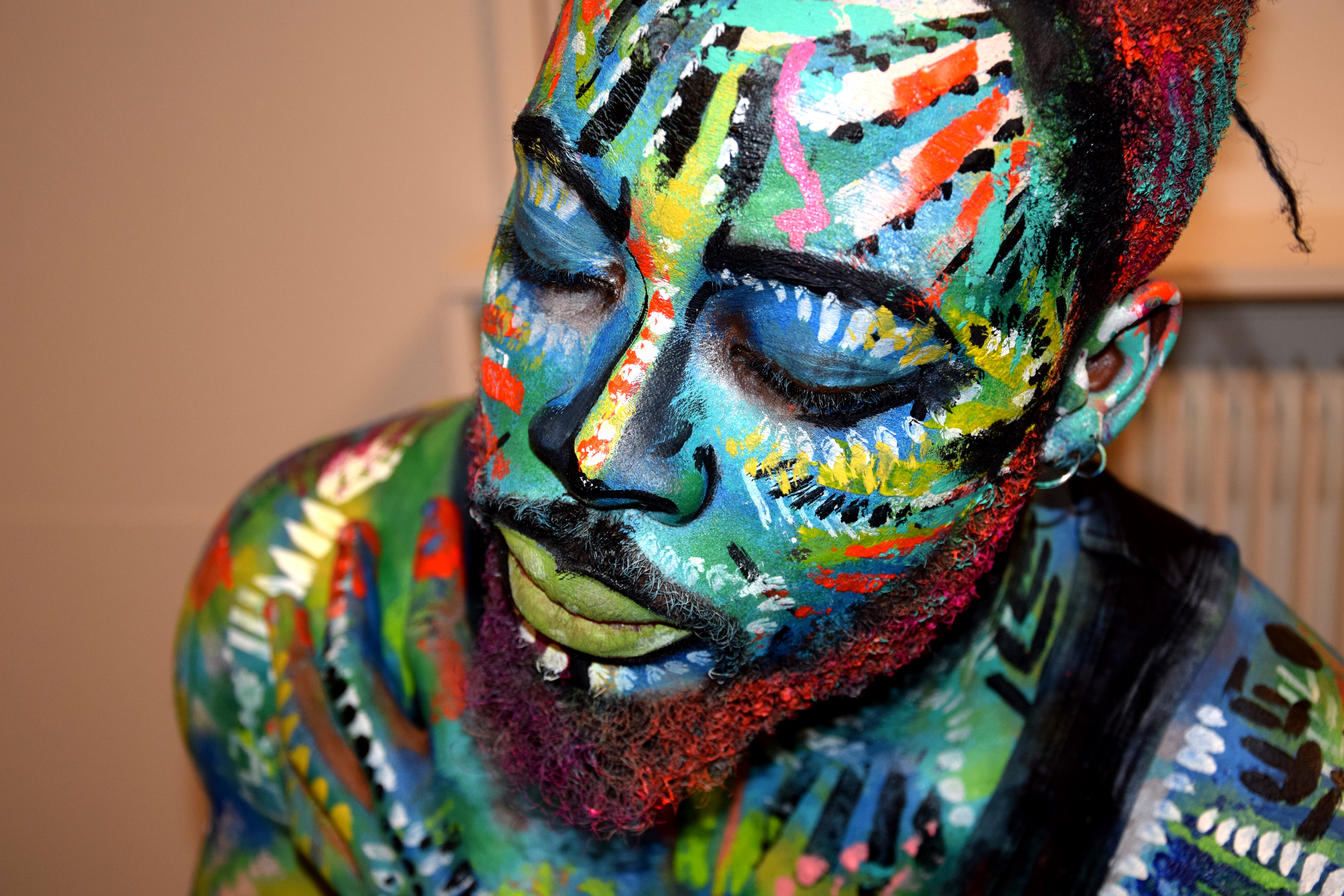 Afro body painting, Paris, Dec 2016