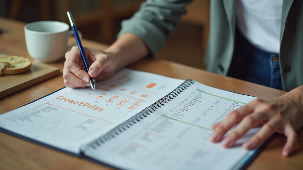Close-up view of a nutrition coach reviewing a personalized meal plan with a client