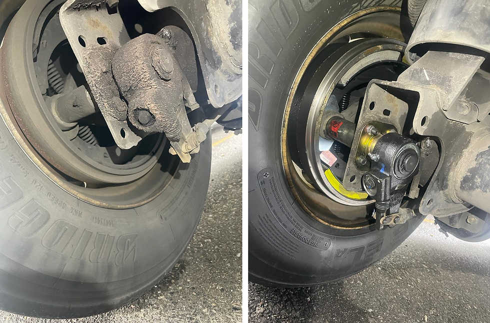 Replacement of brake drums, brake shoes, S-cam bushing & Slack adjusters