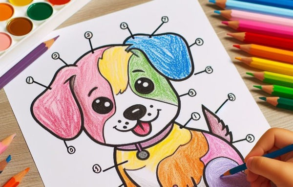 Desenho de um cachorro para pintura por números