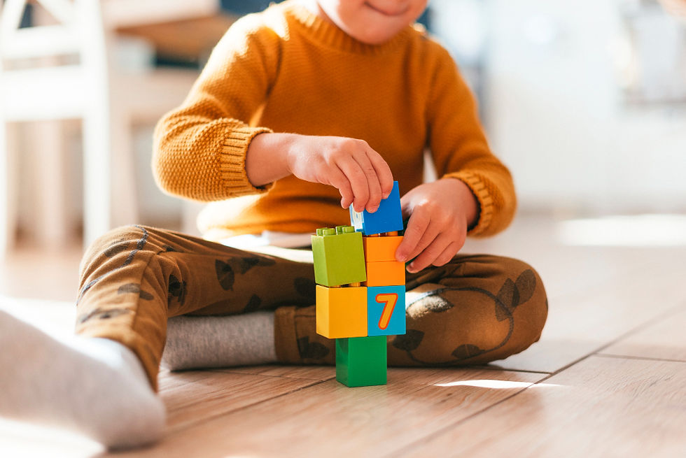 Criança autista brincando com blocos de montar