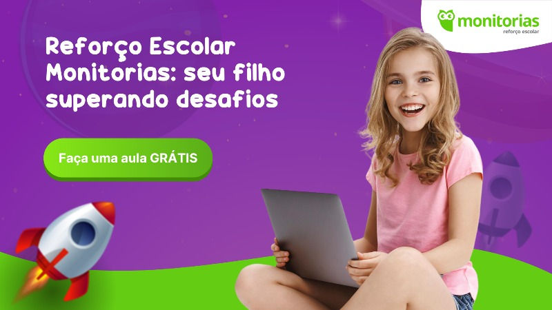 Banner da Monitorias para aula teste gratuita.