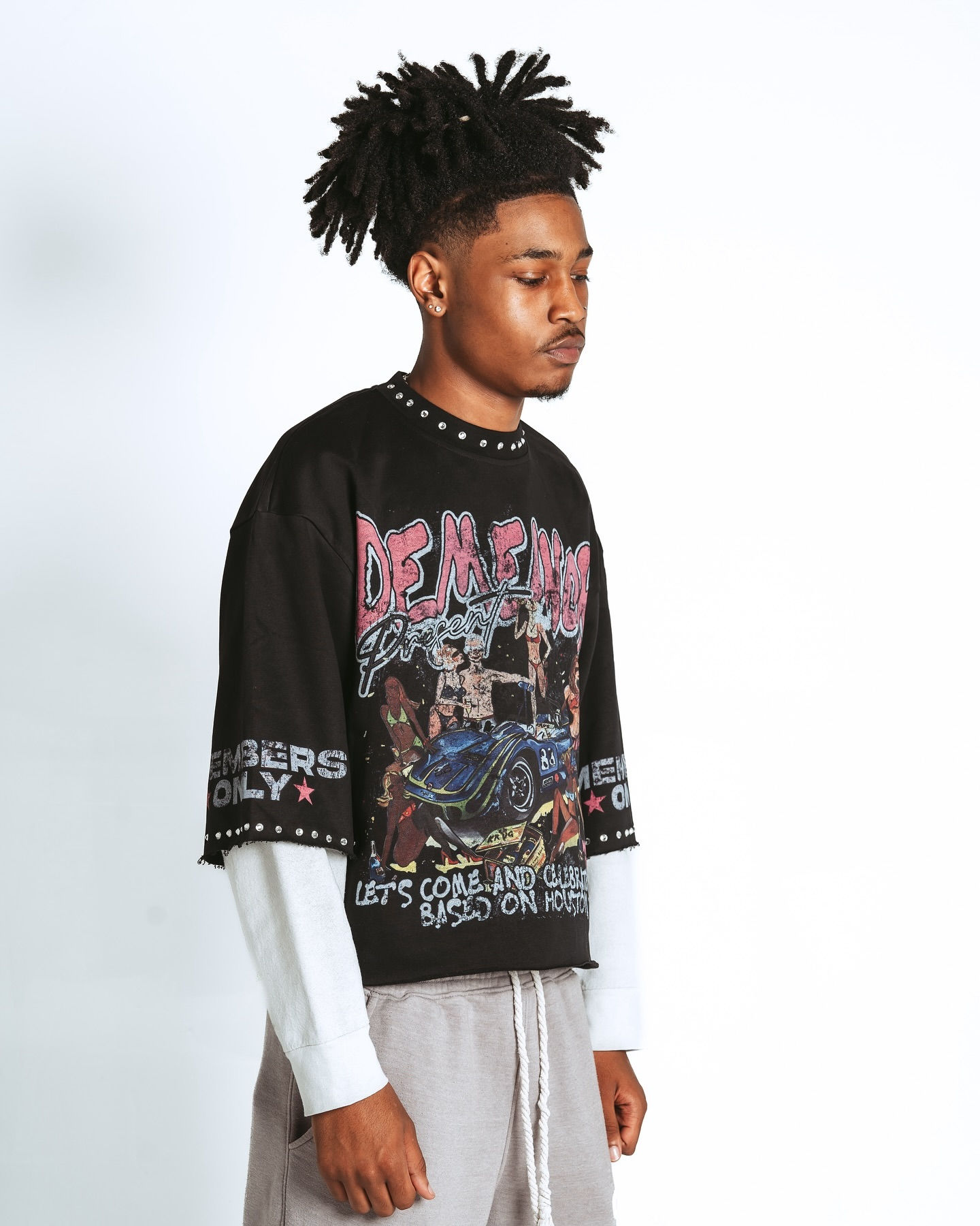 Y2k Gothic Men Women Harajuku Hip Hop Rhinestone Embroidery T Shirts Retro Fashi