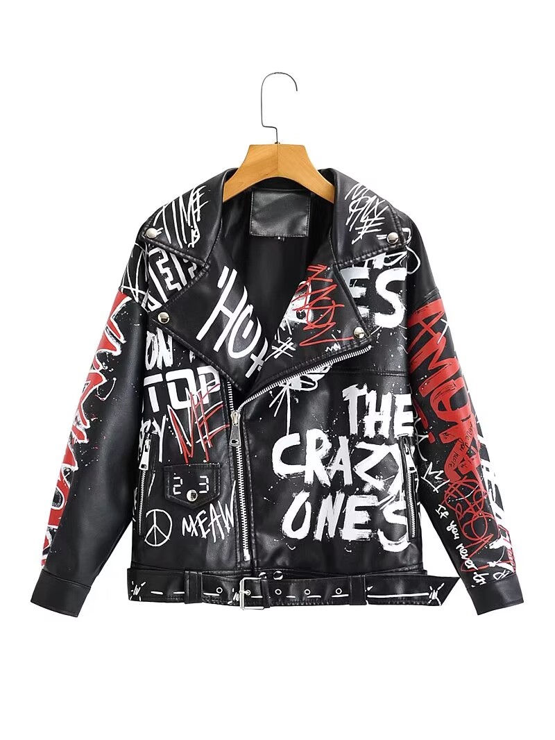 サムネイル： 2025 Women Autumn Winter Faux Soft Leather Jackets Coats Lady White Black PU Riv