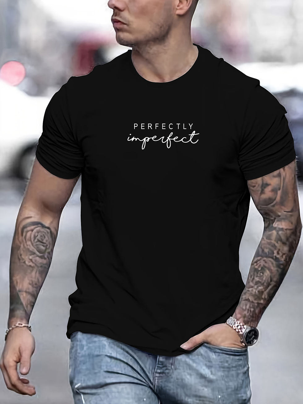 サムネイル： Men's summer 100% cotton fashionable casual loose sports classic PERFECTLY lette