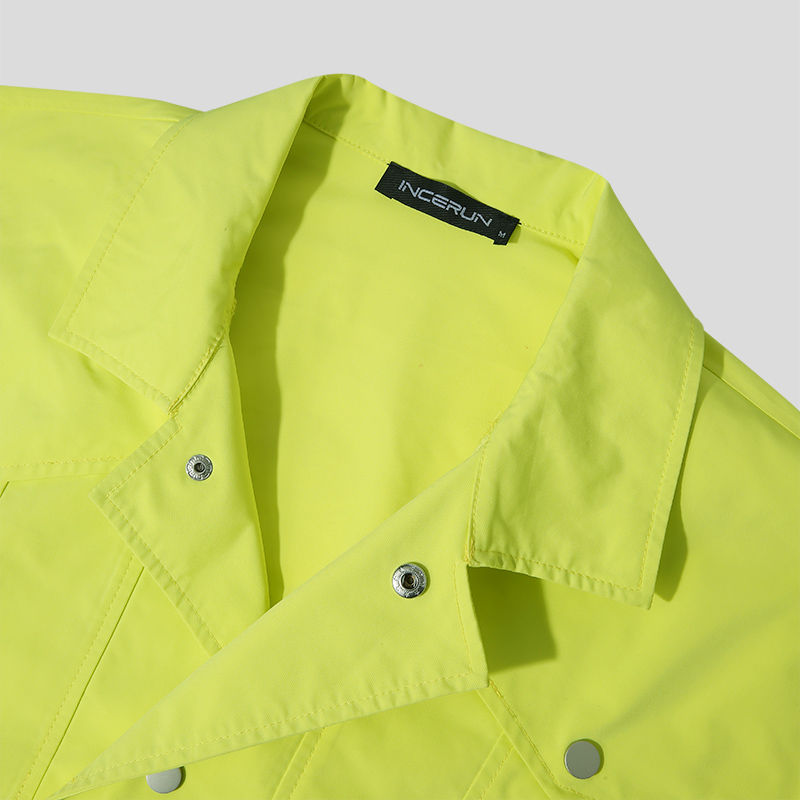 縮圖：INCERUN 2024 Men’s Neon Jacket – Lapel Long Sleeve Streetwear Coat | Villains &
