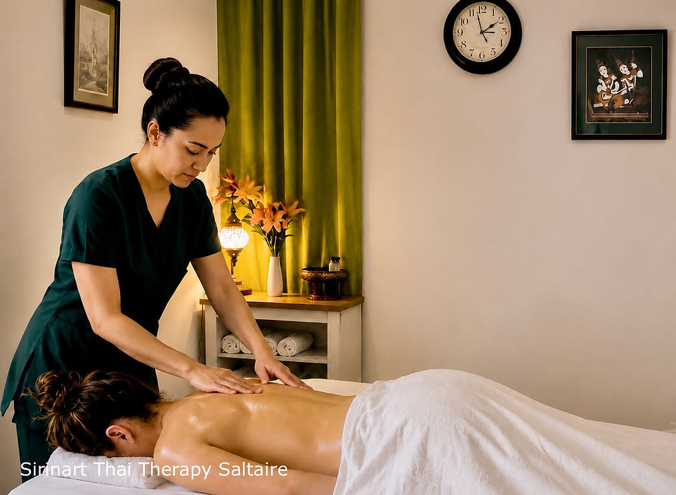 Eye-level view of massage therapy room with calming decor