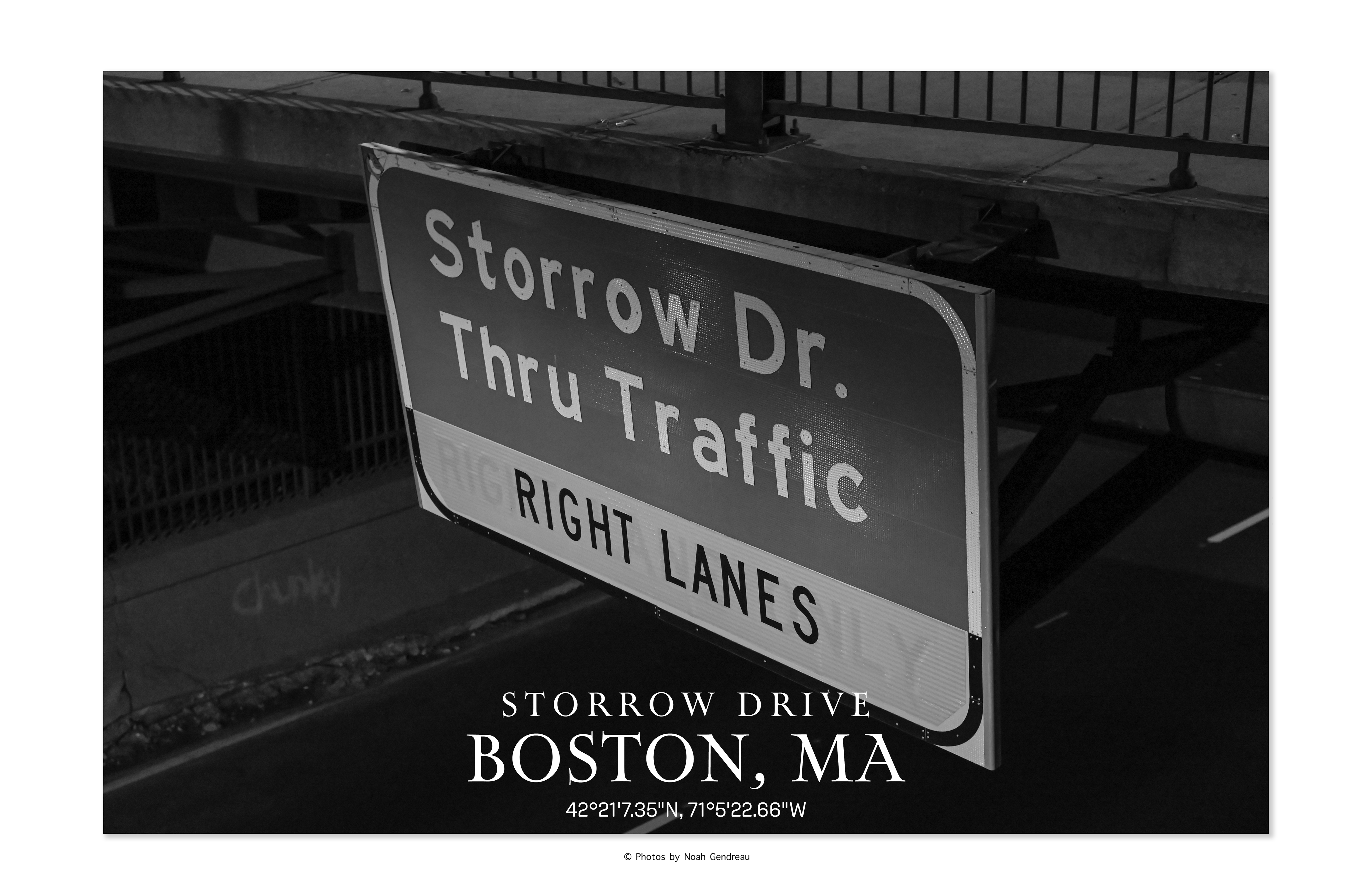 Black & White Storrow Drive Signage Print