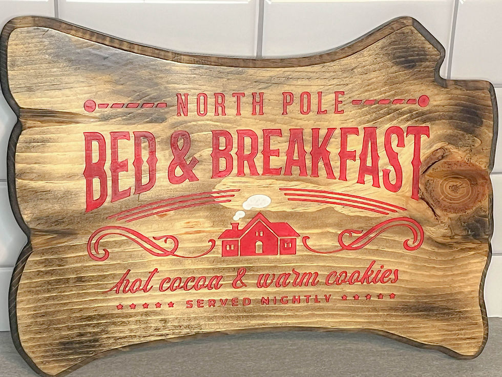 North Pole Bed and Breakfast Wood Sign Diamond H Customs
