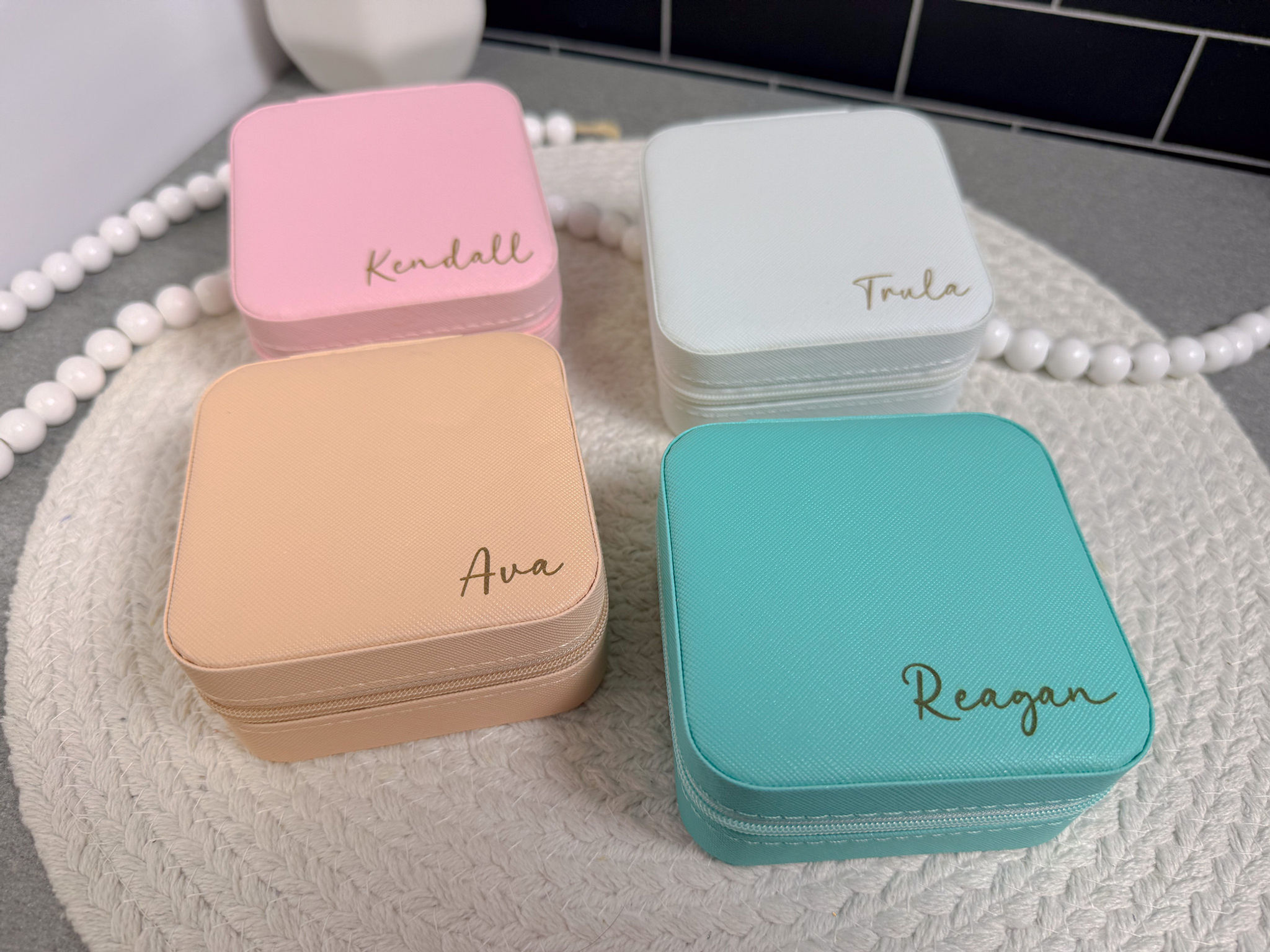 Personalized Travel Jewelry Box – Custom Name Engraved