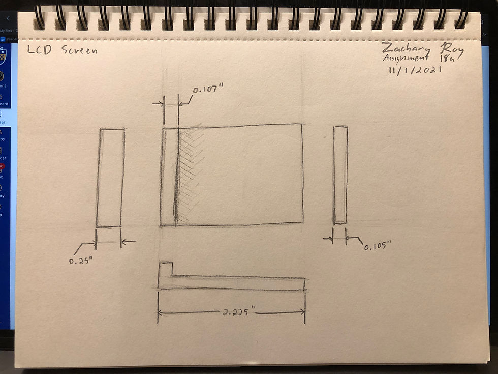 Dimensioned Sketch of LCD Screen