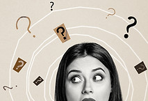 Composite photo collage of surprised girl peek mouth open question mark secret gossips inf