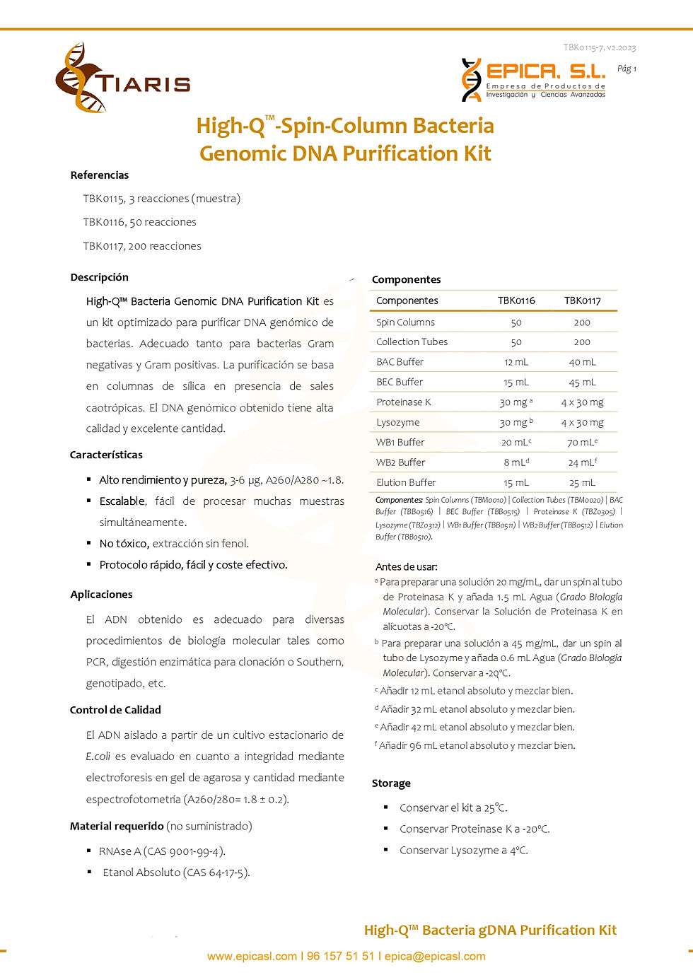 Thumbnail: Kit de purificación de ADN genómico de bacterias de columna de espín High-Q™