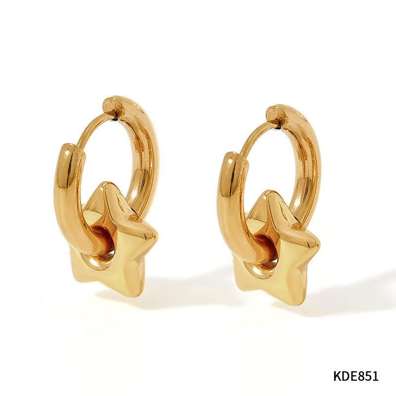 Thumbnail: Celestial & Heart Stainless Steel Hoop Earrings