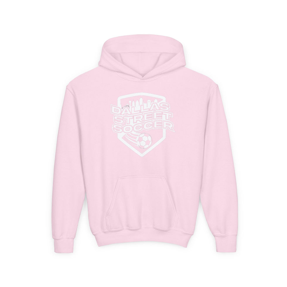 Thumbnail: Youth Heavy Blend Hooded Sweatshirt - Dallas Street Soccer Design
