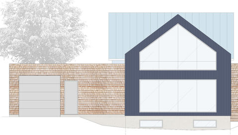 residence Racine estrie, revetement bois cedre, revetement acier 