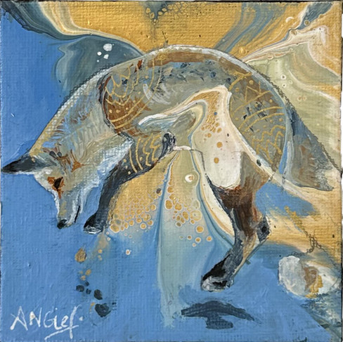 Mini format 10x10 renard spontanéité boutique en ligne art symbolique accessible