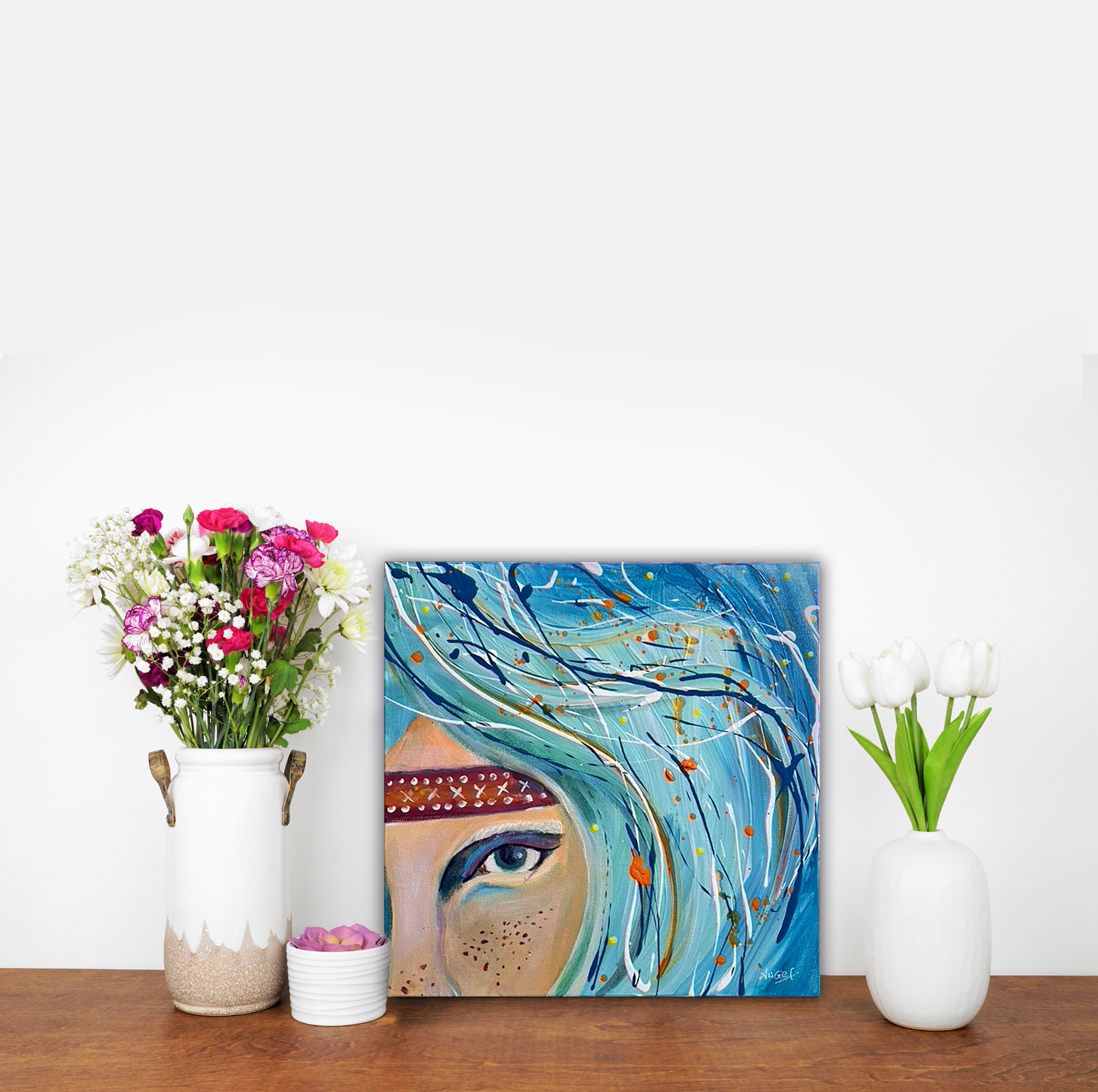 Vue d'ensemble du tableau abstrait féminin créé pour le Salon des Femmes .