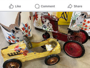 Just in case we have someone who can help........ Our bride Jolene is looking for an antique petal tractor like the red one in the middle photo. If you have a source or have one lying about.....