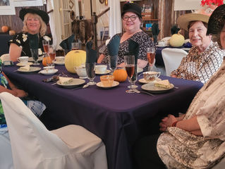 Tea Ladies doing their thing. Lynda, Karen, Lisa, Emmy and Susan are supping and dining on the annual tea fare at the chapel. Hats are looking pretty great here, and everyone wore one! Way cool!