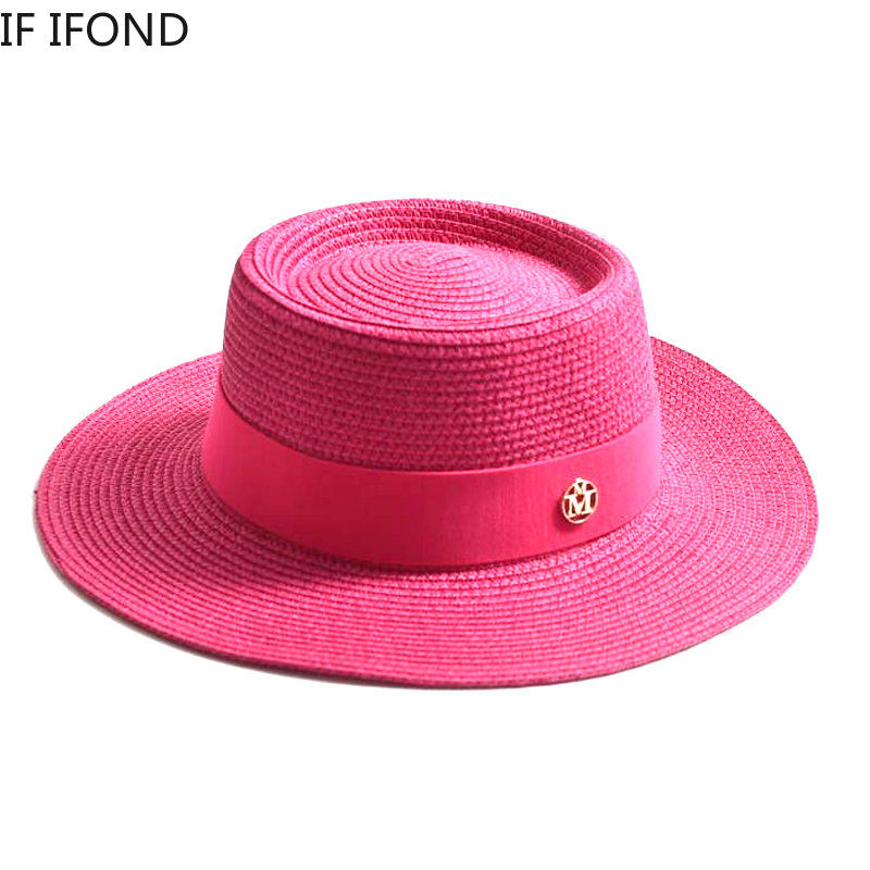 Thumbnail: Women's Flat-Brim Straw Sun Hat