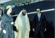 Sheikh Zayed and Zaki Nusseibeh with Queen Elizabeth II