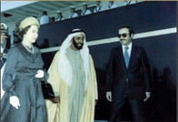 Sheikh Zayed and Zaki Nusseibeh with Queen Elizabeth II