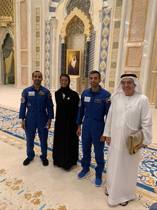 Zaki Nusseibeh with HE Noura Al Kaabi and the Emirati astronauts