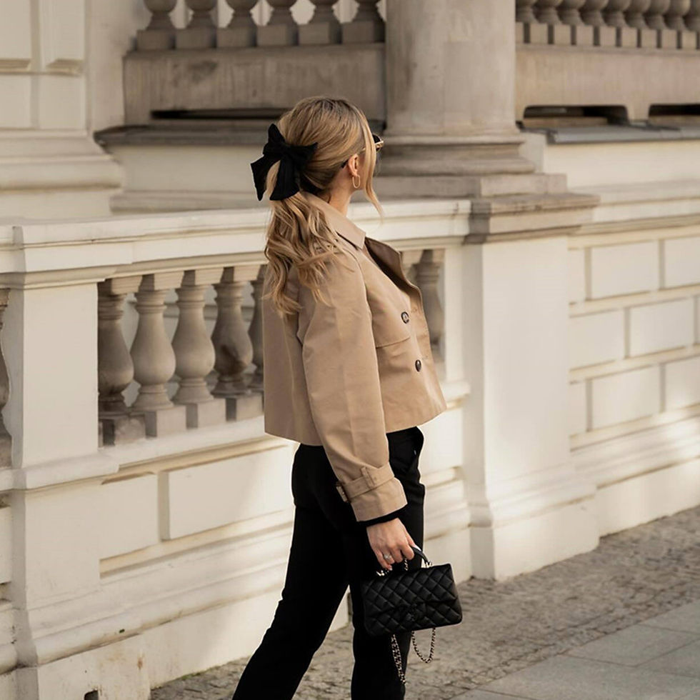 Miniatura: Jaqueta Trench Cropped Vintage Feminina 
