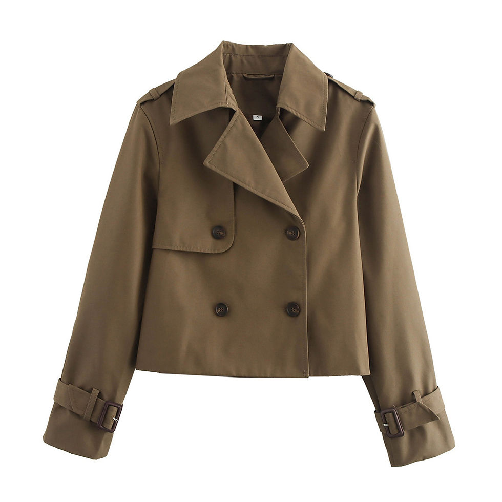 Miniatura: Jaqueta Trench Cropped Vintage Feminina 