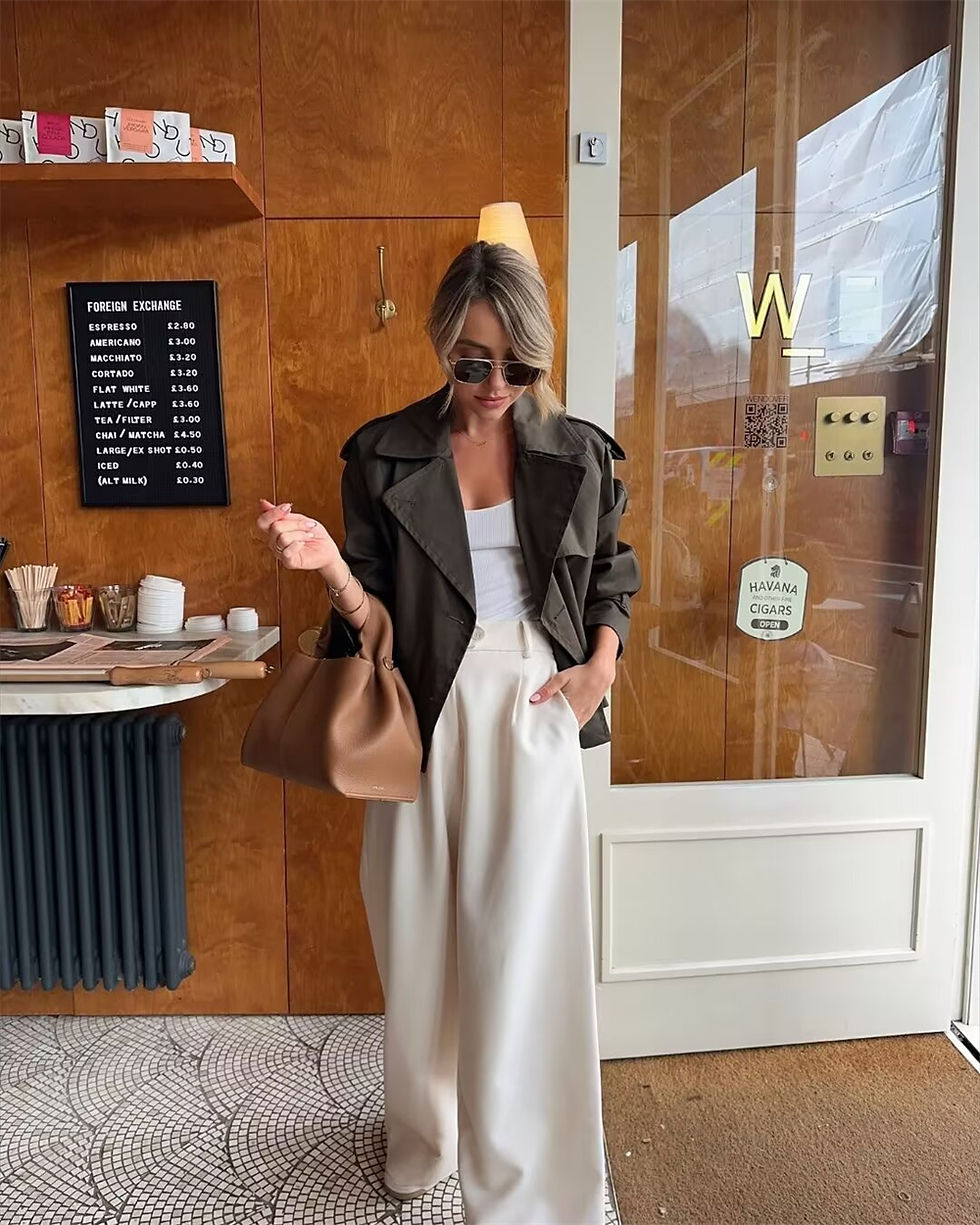 Miniatura: Jaqueta Trench Cropped Vintage Feminina 