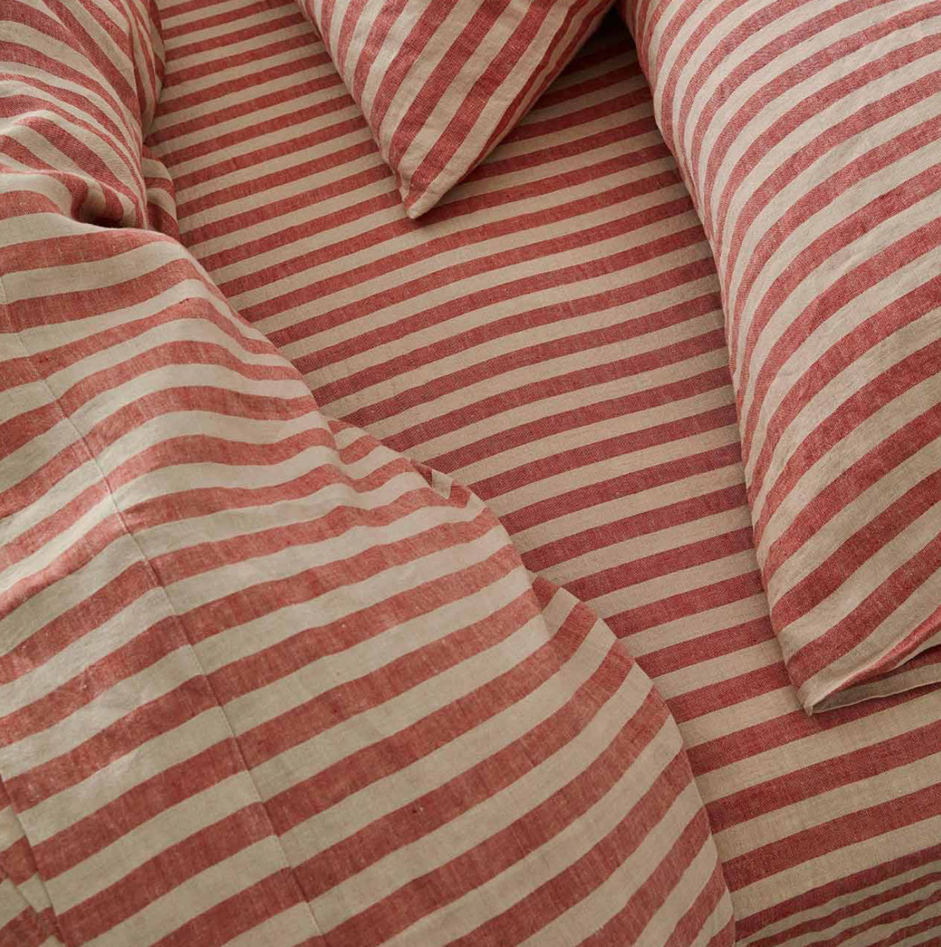 Sandstone Red Pembroke Stripe - Fitted Sheet (Queen)