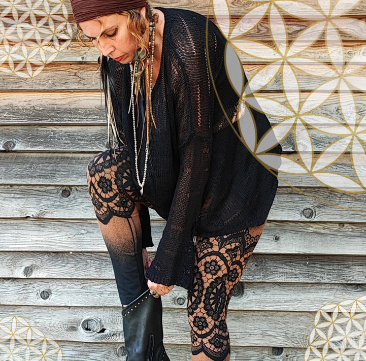 ⌬ Legging "Bleached" FUZÄL - Dentelle Western - Noir