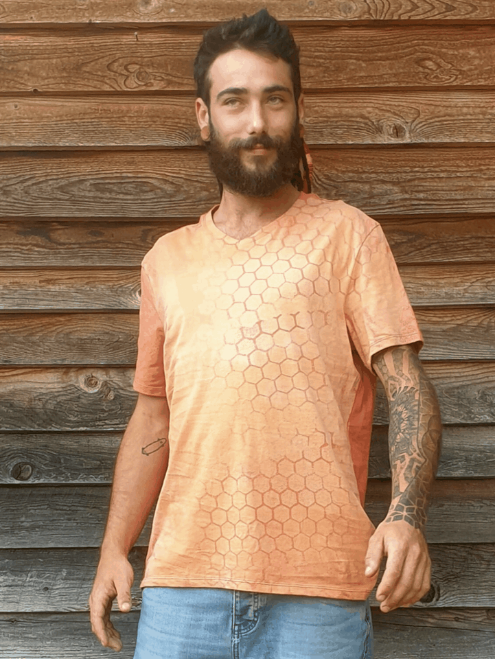 Miniature : ✪ Tee-Shirt "Bleached" ASTRÄL - Alvéoles - Orange