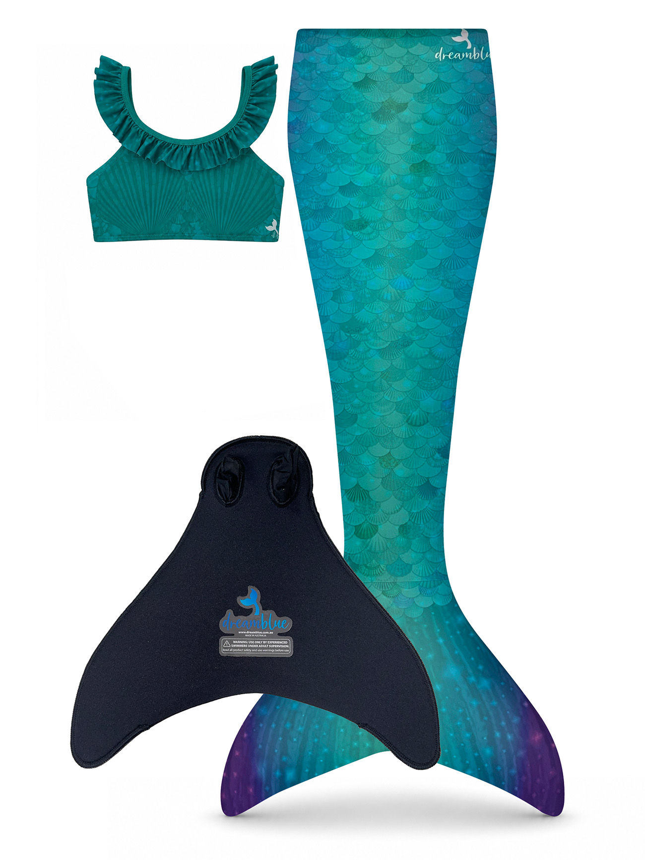 Ariyah Mermaid Tail, Monofin & Frill Top
