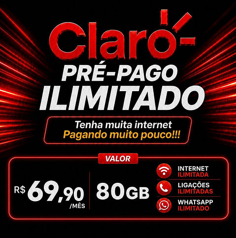 CLARO PRÉ ILIMITADO 80 GIGAS