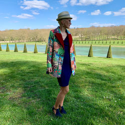 Veste imprimée, col en velours