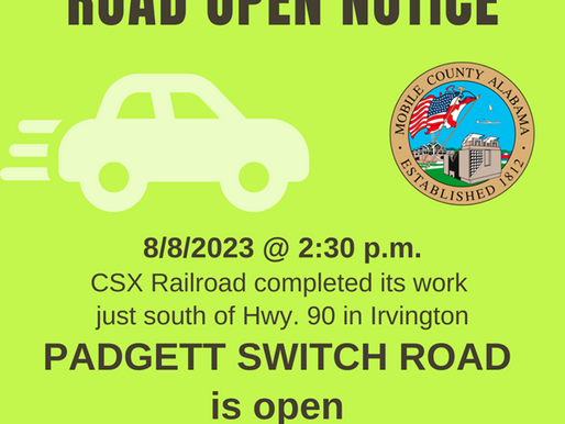 Padgett Switch Road reopened