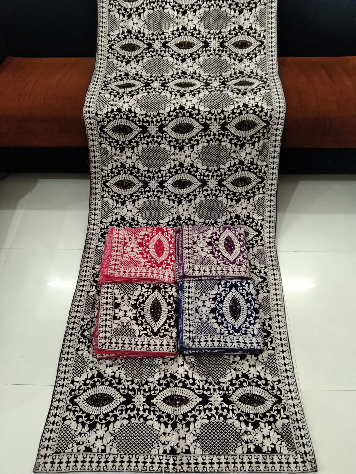 VELVET DUPPAT WITH WORK